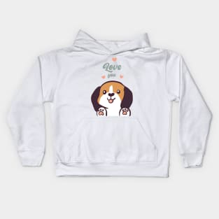 Cute beagle dog valentines day gifts love you Kids Hoodie